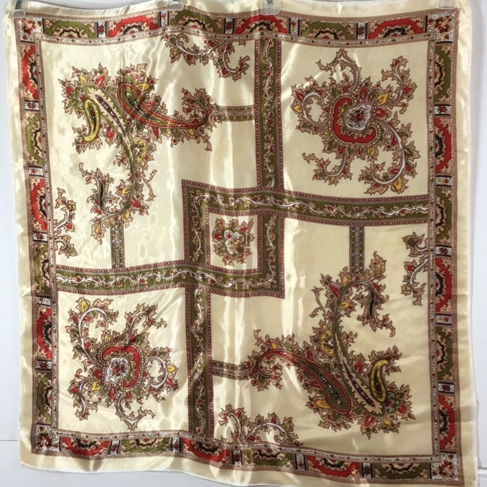 Vintage satin paisley square scarf